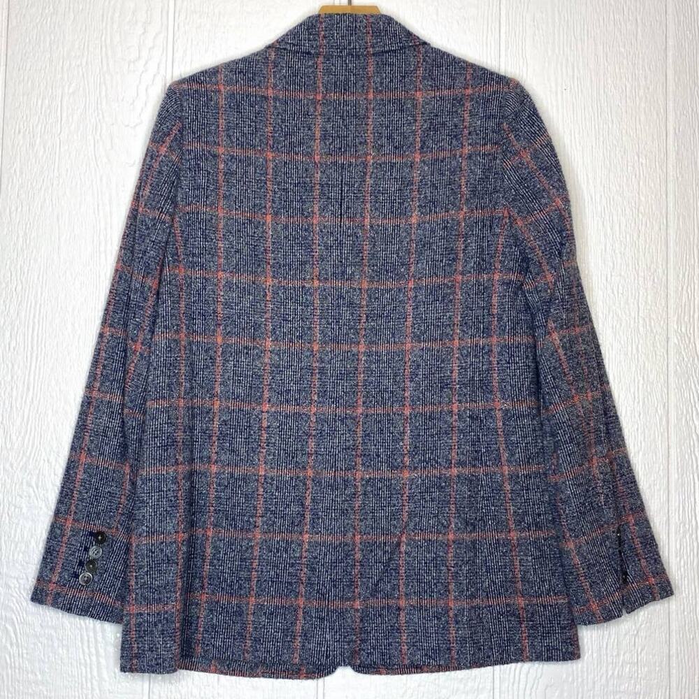 REBECCA TAYLOR Tweedy Blazer Plaid Navy Wool Alpaca Blend - Picture 6 of 10